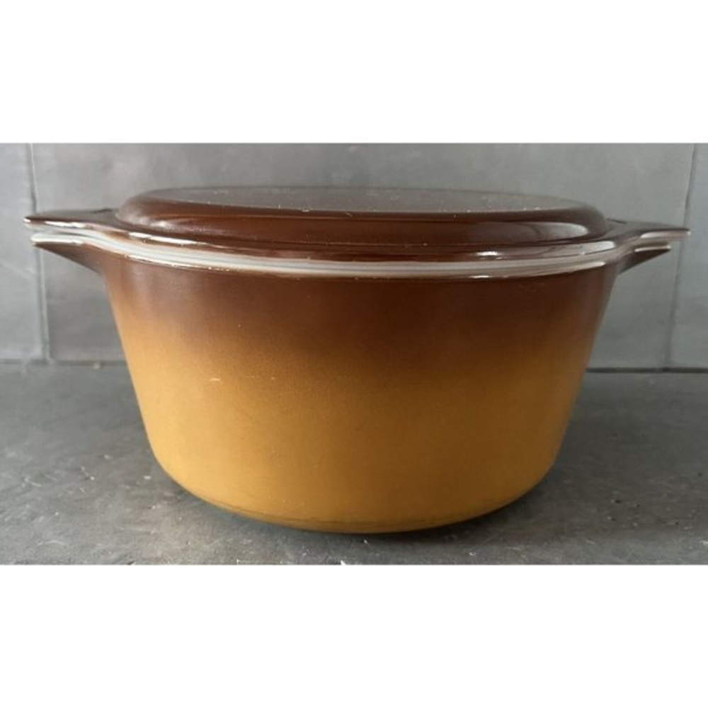 Vintage Pyrex 474-B Casserole Dish Lid Brown Gold 1.5 Qt Baking Dish